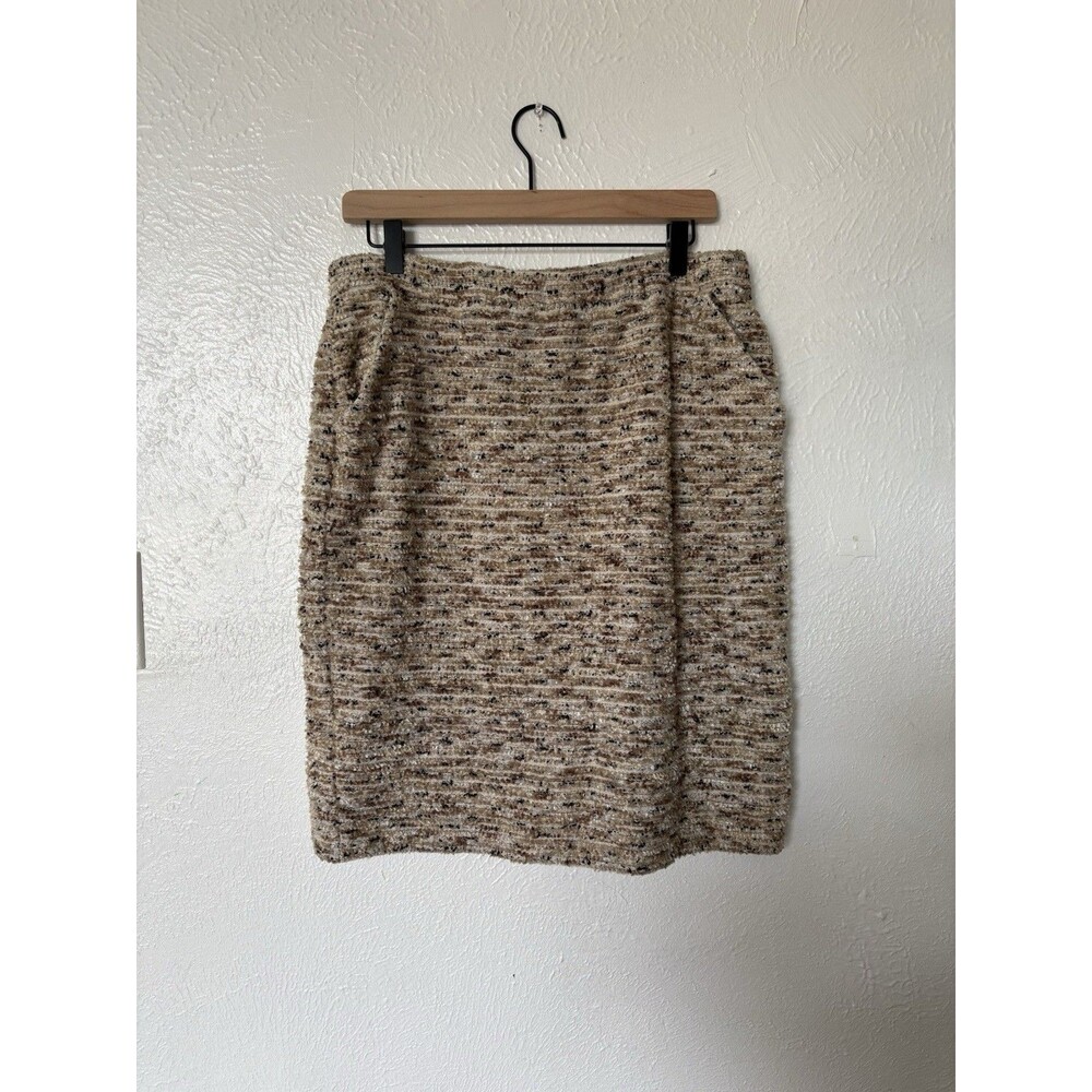 St. John Women's Beige & Brown Sheath Skirt Size 14